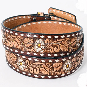 เข็มขัดหนังสไตล์ตะวันตกแบบเต็มลายสำหรับทุกเพศพร้อมหัวเข็มขัดทองเหลืองสลักลายดอกไม้ - Product Image 6