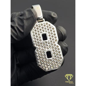 Moissanite Diamond <b>Iced</b> Out 8 Pendant Hip Hop Necklace Luxury Bling <b>Chain</b> Custom Number Jewelry Gift For Men - Product Image 4