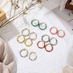 Orecchini a Cerchio in Acciaio Inossidabile Acero, Orecchini Pendenti alla Moda con Goccia di Olio Monocolore, 12 Paia - Product Image 3