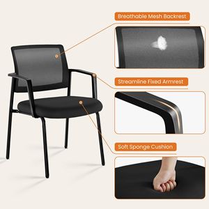 Chaises de conférence noires avec dossier en maille, revêtement en tissu, fauteuils empilables robustes, sièges empilables - Product Image 2