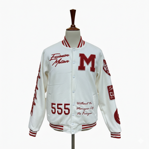 Chaqueta Varsity de Invierno de Alta Calidad con Logotipo Bordado en Chenille Personalizado, Fabricante OEM, Estilo Letterman con Mangas de Cuero - Product Image 5