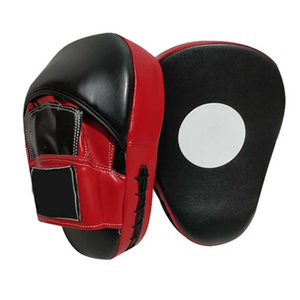 Faux Leather Training Gloves <b>Half</b> Finger <b>Slip</b>-On Black Red White Adults Martial Arts Sparring Focus Mitts - Product Image 2
