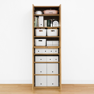 Meuble de rangement moderne en bois brun pour salon ou bureau, 2 compartiments, porte à panneau plat, design minimaliste, avec roulettes - Product Image 3