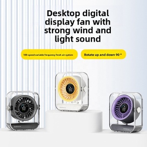 Ventilateur de table à turbine haute vitesse silencieux, design suspendu 3D, circulation d'air froid, affichage numérique, haute technologie, de bureau, à batterie, en plastique - Product Image 5
