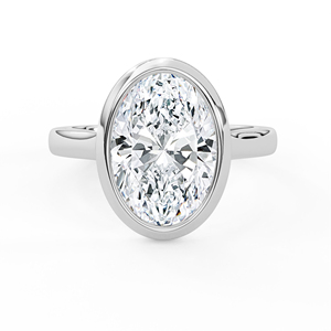 แหวนหมั้นเพชรทรงรี 3.08 กะรัต เพชรเลี้ยงในห้องปฏิบัติการ ทองคำแท้ 14K 18K ประดับแบบ Bezel Set ดีไซน์เรียบหรู แหวนแต่งงานสำหรับผู้หญิง - Product Image 1