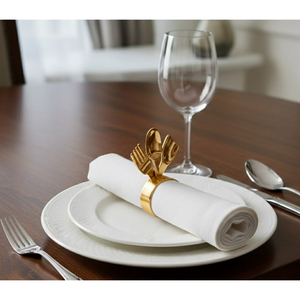 Elegant Gold Metal Fork <b>Spoon</b> Napkin <b>Rings</b> Holders Unique Cutlery Design Buckles For Wedding Dinner Party Home Table Decoration - Product Image 1