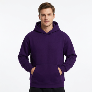 Sudadera con Capucha de Forro Polar Morado para Hombre, Corte Regular, Color Sólido, con Bolsillos, para Otoño, Fabricantes de Sudaderas en Bangladesh - Product Image 2