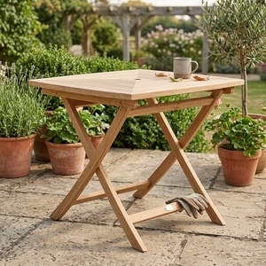 Mesa de Comedor Plegable Cuadrada Moderna de Madera de Teca Sólida Bien Pulida para Exteriores, Hotel, Capacidad para 4 Personas - Product Image 4