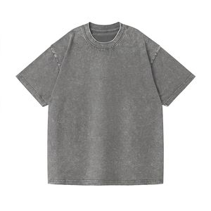 เสื้อยืดคอกลมแขนสั้นทรงปกติสำหรับผู้ชาย สีพื้น ผ้าฝ้ายฟอก ดีไซน์เรียบง่าย สไตล์สตรีทแวร์ สามารถปรับแต่งได้ - Product Image 3