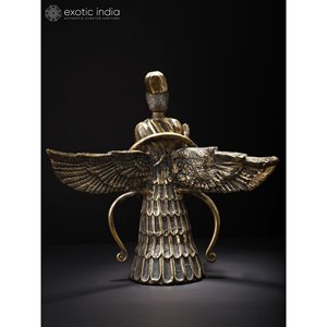 11 \ "Asho Farohar Sculpture En Laiton Spiritualité Zoroastrienne Oeuvre Unique Sculpture Zoroastrienne Genre - Product Image 3