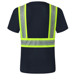 T-shirt de travail haute visibilité pour homme à manches courtes, design de gilet de sécurité réfléchissant, en polyester, chemise fluorescente - Product Image 3