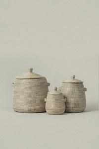Offre Spéciale 2026 – Lot de 3 paniers de rangement en jonc de mer avec couvercle, paniers à linge domestiques en osier naturel, fabriqués au Vietnam - Product Image 5