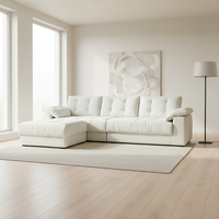 Canapé moderne compressé en boîte 3 places avec ottoman, rembourré, minimaliste, emballé sous vide, mobilier OEM