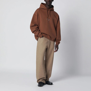 Sudadera con Capucha Extra Grande Premium, Estilo Urbano Minimalista en Color Marrón, Sudadera de Felpa Gruesa Informal, Corte Holgado, Prenda Esencial - Product Image 1