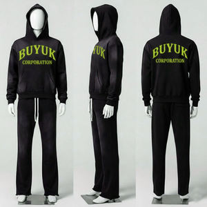 Survêtements à capuche personnalisés avec impression en relief et broderie vieillie, vente en gros, nouveau design, style streetwear d'hiver, coupe évasée, très demandés - Product Image 4