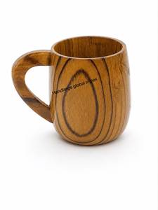 Tasse à café ou à thé en bois classique faite à la main de haute qualité avec soucoupe 200 ml – Verre écologique pour bière et vin - Product Image 2