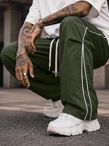 <b>Men</b> Fashion Parachute Pants Lightweight <b>Wide</b> <b>Leg</b> Drawstring <b>Trousers</b> OEM Manufacturer - Product Image 3