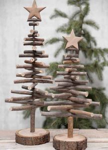 Décoration de Noël unique en bois faite à la main, en forme de pin, taille moyenne, avec base, sans éclairage, pour extérieur, artisanat. - Product Image 2
