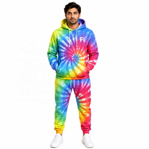 OEM Heavyweight Unisex Tie-Dye Hoodies Sweatshirt Set Oversized Casual French Terry Pocket Design Winter <b>Tracksuit</b> 100% Cotton - Product Image 1