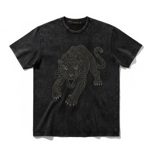 Camiseta Premium Personalizada con Pedrería, Servicio OEM, Tops Brillantes con Gráficos, Diseño de Corte Diamante de Lujo para Mujer, Ropa Casual - Product Image 1