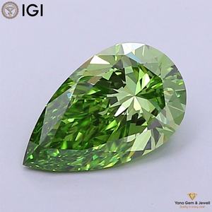 Elegancia Atemporal, Diamante Cultivado en Laboratorio con Certificado IGI, Corte Pera de 1.00 Quilates, Color Verde Intenso, Claridad VVS2 - Product Image 1
