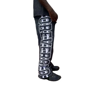 Oversized Side Text Nylon Pants Men Wide Leg Streetwear Track <b>Trousers</b> Elastic Waist Lightweight Custom Manufacturing Supply - Product Image 1