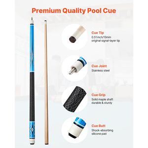 Set di 4 Stecche da Biliardo Profe in Legno d'Acero Canadese da 58 Pollici con Anello di Connessione ABS per Gioco di Biliardo - Product Image 2