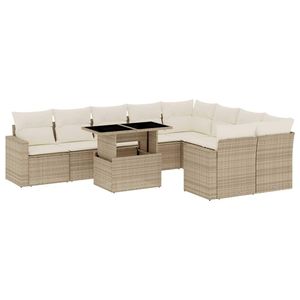 Conjunto de Sofá de Jardín con Reposabrazos Ajustables, en Ratán Sintético Beige, Muebles de Exterior Cómodos - Product Image 2
