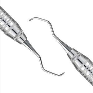 Curette universelle double extrémité 4R/4L Columbia, détartreur dentaire en acier inoxydable chirurgical, manche creux de 10 mm pour le détartrage postérieur - Product Image 2