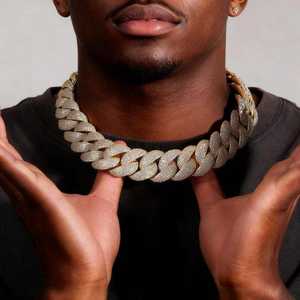 สร้อยคอคิวบาแบบฮิปฮอป ดีไซน์ใหม่ ขนาด 23 มม. 5 แถว ประดับเพชรโมอิสซาไนต์ VVS เงินแท้ S925  สำหรับผู้ชาย ใส่ไปงานปาร์ตี้ - Product Image 1