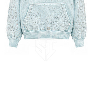 Sudadera con Capucha para Mujer, de Alta Calidad, con Lavado Ácido y Pedrería, Estilo Casual, Transpirable, para Uso Diario - Product Image 6