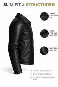 CLOVIX SPORTS Custom Made PU <b>Leather</b> <b>Jacket</b> for <b>Men</b> Eco-Friendly Waterproof Breathable Windproof Biker Style Winter <b>Jacket</b> - Product Image 6