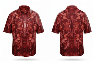 Chemise boutonnée à manches courtes imprimée florale artistique tendance, design abstrait unique, style streetwear décontracté pour l'été - Product Image 2