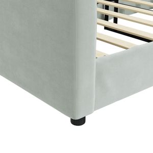 Cama Nido Doble de Madera Maciza en Terciopelo Gris Claro, Diseño Elegante de Sofá Cama con Estructura Metálica y Contrachapada - Product Image 6