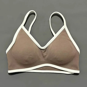 Sujetador deportivo sin costuras con cuello en U para mujer, tirantes finos, alta sujeción, ropa de yoga transpirable, color sólido, cristal - Product Image 6
