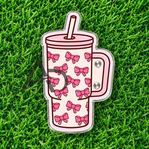 <b>Pink</b> Bow Print Tumbler Lash Tile Sustainable Acrylic Eyelash Tile Custom Logo Tumbler Shaped Aesthetic Beauty <b>Tool</b> - Product Image 1