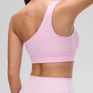 Summer Breathable Women <b>One</b> Shoulder Asymmetrical Neck Sports Bra Set Seamless Yoga Wear Pink Halter Neck Women Sporty Bras - Product Image 4