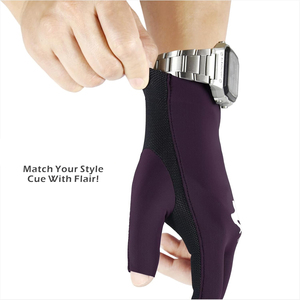 Guantes de snooker de medio dedo, color morado, negro, poliéster, espalda de malla transpirable, unisex, deportivos, para todas las estaciones, fáciles de poner - Product Image 2