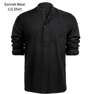 Chemise à manches longues confortable pour homme, col en V, style business - Product Image 4