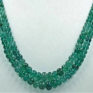Collier Rondelle lisse 2 rangs d'émeraude naturelle zambienne Cadeau pour elle - Product Image 1