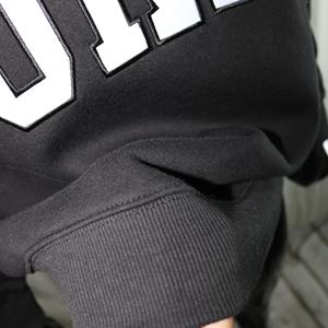 BORBA <b>BLACK</b> Mock Neck Sweatshirt 100% <b>WHITE</b> Applique Embroidery wide neck Sweatshirt Finer Threads - Product Image 4