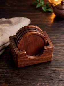 Juego de posavasos redondos de madera modernos, resistentes al calor, protectores de mesa para decoración del hogar al mejor precio - Product Image 1