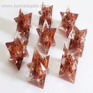 Étoile de Merkaba en Orgonite Faite à la Main avec Cristal d'Aventurine Jaune Naturel, Thème Étoile de David, Gujarat, pour Décoration d'Intérieur et Fournitures Artisanales - Product Image 4