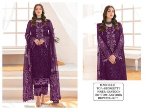 Robe spéciale et magnifique, qualité excellente, couleur étonnante, costume Salwar en Georgette Fox et Dupatta avec broderie, mode féminine - Product Image 4