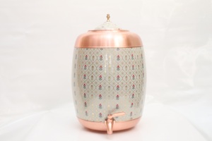 Premium Pure <b>Copper</b> Water Dispenser with Hand-Painted Floral Design Matka Pot with Leak-Proof Brass Tap for Home And Office - Product Image 5