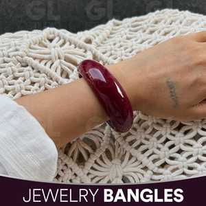 Artistic Acrylic Resin Unisex Round Shape Casting Technique Jewelry Bangles Fashion Statement Bracelets Red Color - Product Image 1