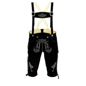 กางเกงหนังบาวาเรียแบบดั้งเดิมสำหรับผู้ชาย สีดำ ขนาด EU 46 ถึง 62 - Product Image 1