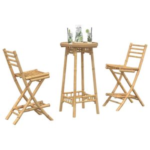 Ensemble de bar d'extérieur pliable de taille moyenne en bambou naturel, mobilier de jardin durable et polyvalent - Product Image 4