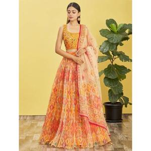Lehenga choli กระจกสีเหลืองหรูหรา - Product Image 6