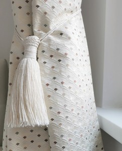 Handmade Cotton Macrame Curtain <b>Tieback</b> with Tassel: Bohemian Decor - Product Image 1